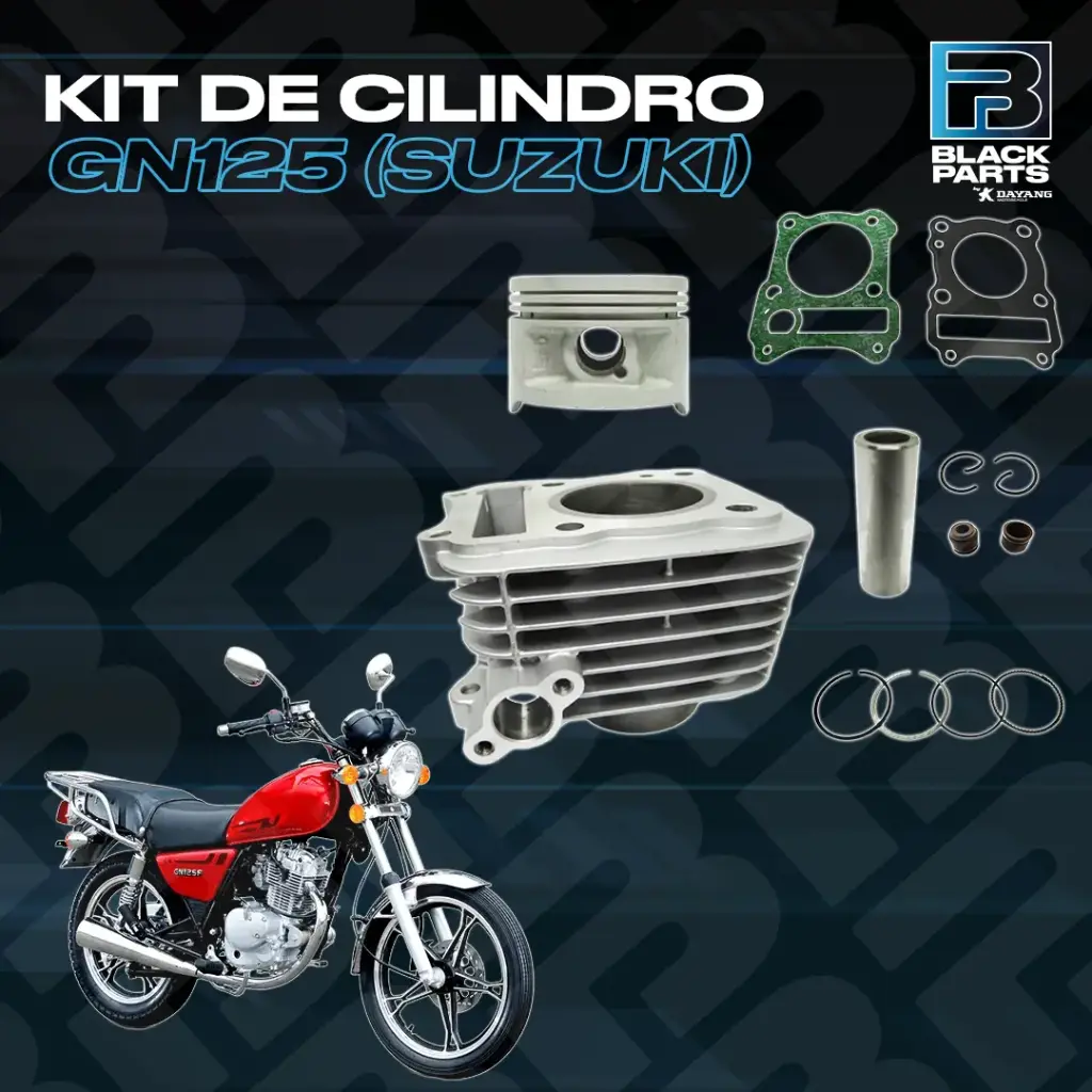 CILINDRO KIT - GN125(SUZUKI) - ( D:56.80mm - H:97.86mm - P:14mm - PISTON PLANO ) - COLOR PLATA