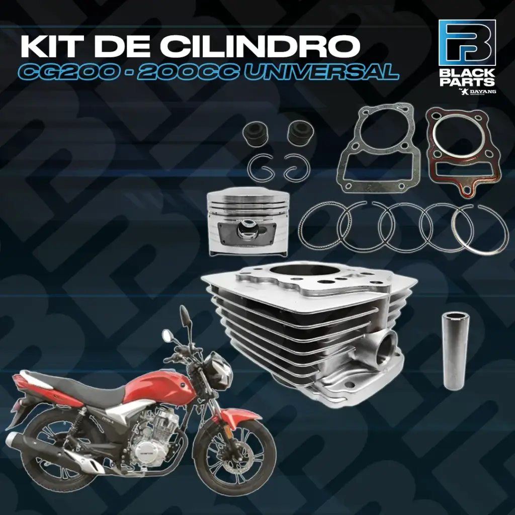 CILINDRO KIT - CG200 - 200CC - ( D:63mm - H:103.50mm - P:15mm - PISTON CONVEXO ) - COLOR PLATA
