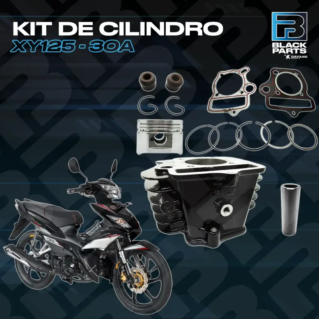 KIT DE CILINDRO (INCLUYE KIT DE PISTÓN, CILINDRO+JUNTA+ANILLO+PIN) CABALLITO XY125-30A / VYA125-F8 / VYA125-C9 / RANGER 125SR 