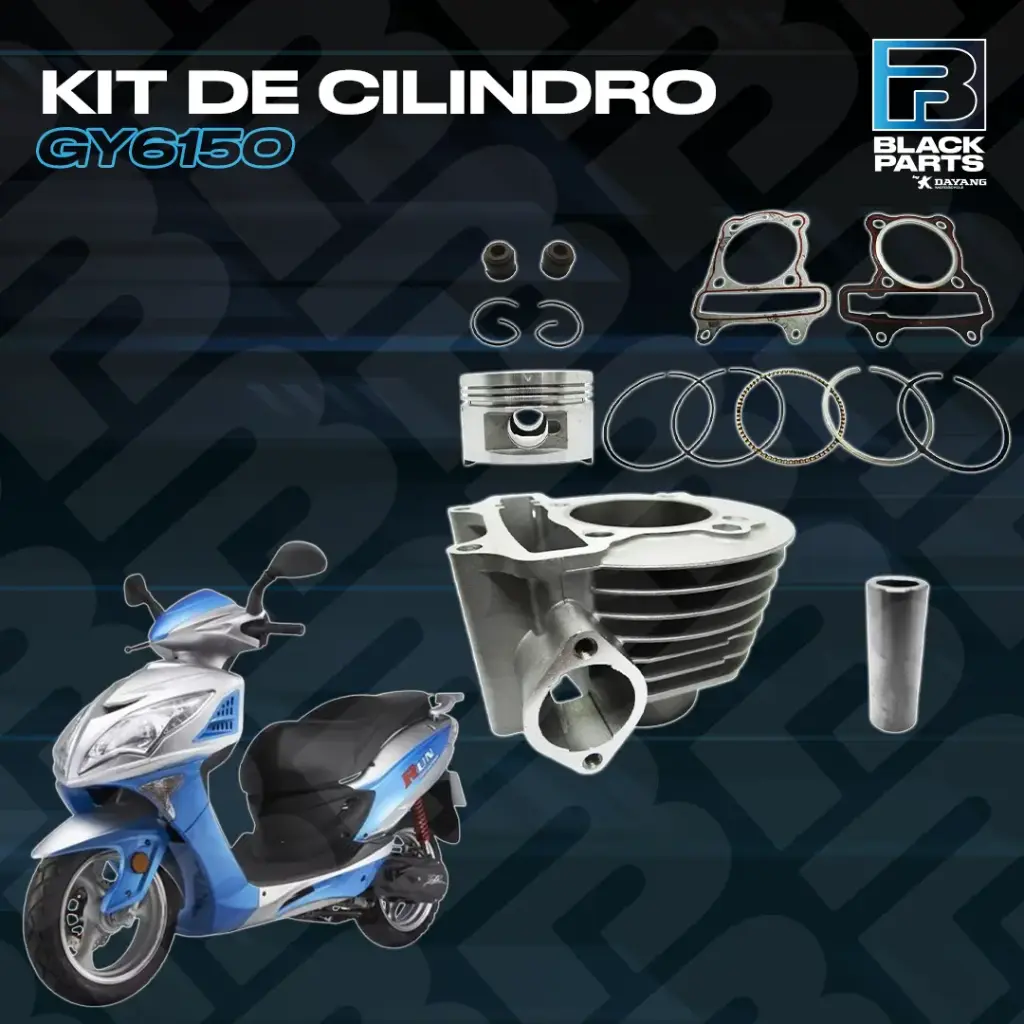 CILINDRO KIT - GY6150  - ( D:57.40mm - H:89.70mm - P:15mm - PISTON PLANO ) COLOR GRALLADO
