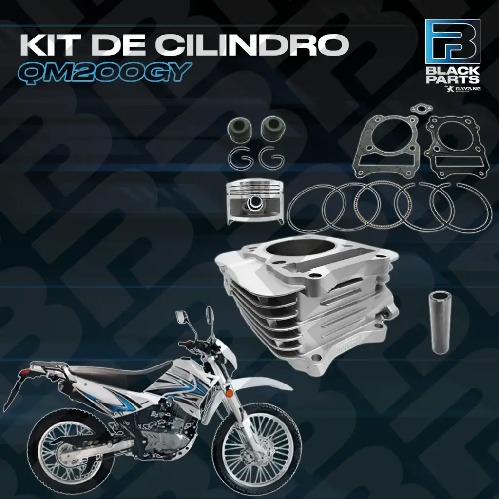 CILINDRO KIT - QM200GY - ( D:66mm - H:107.10mm - P:16mm - PISTON CONVEXO ) COLOR GRIS