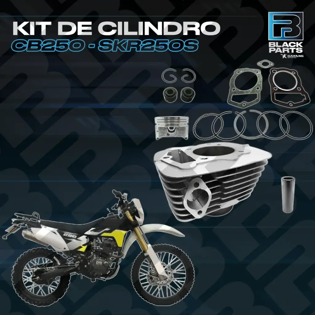 KIT DE CILINDRO (INCLUYE KIT DE PISTÓN, CILINDRO+JUNTA+ANILLO+PIN) CB250 - SKR250S - FACTORY AK47- FACTORY T4