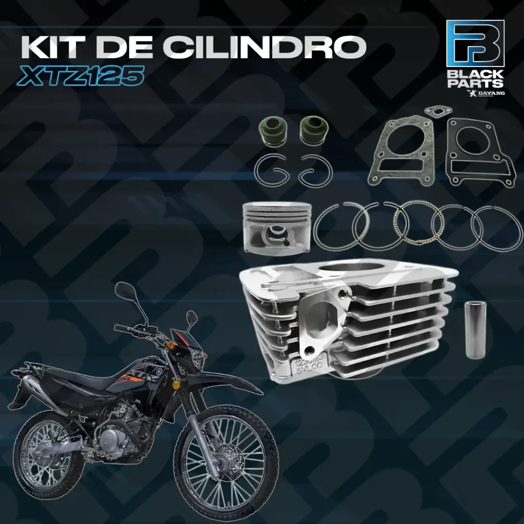 CILINDRO KIT - XTZ125 - ( D: 54mm - A: 88.65mm - P:15mm - PISTON BAJO ) COLOR PLATA