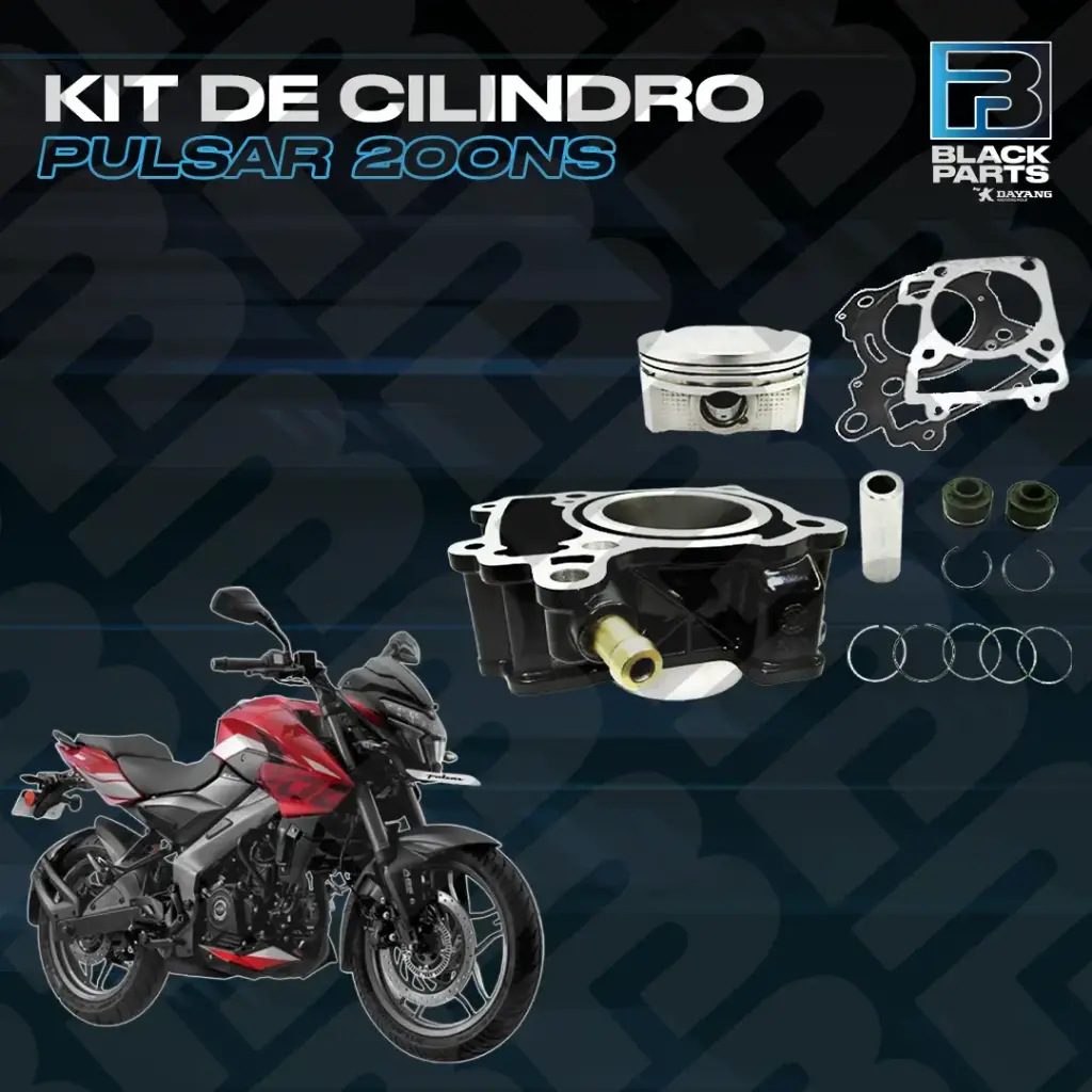 CILINDRO KIT - PULSAR 200NS - ( D:72mm - H:83.30mm - P:17mm - PISTON PLANO ) - COLOR NEGRO