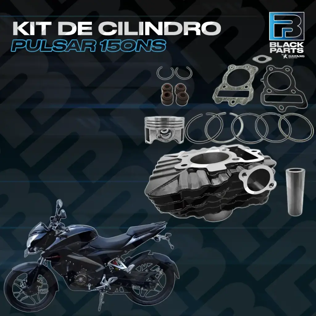 CILINDRO KIT - PULSAR 150NS - ( D:56mm - H:95.60mm - P:14mm - PISTON CONVEXO ) COLOR NEGRO