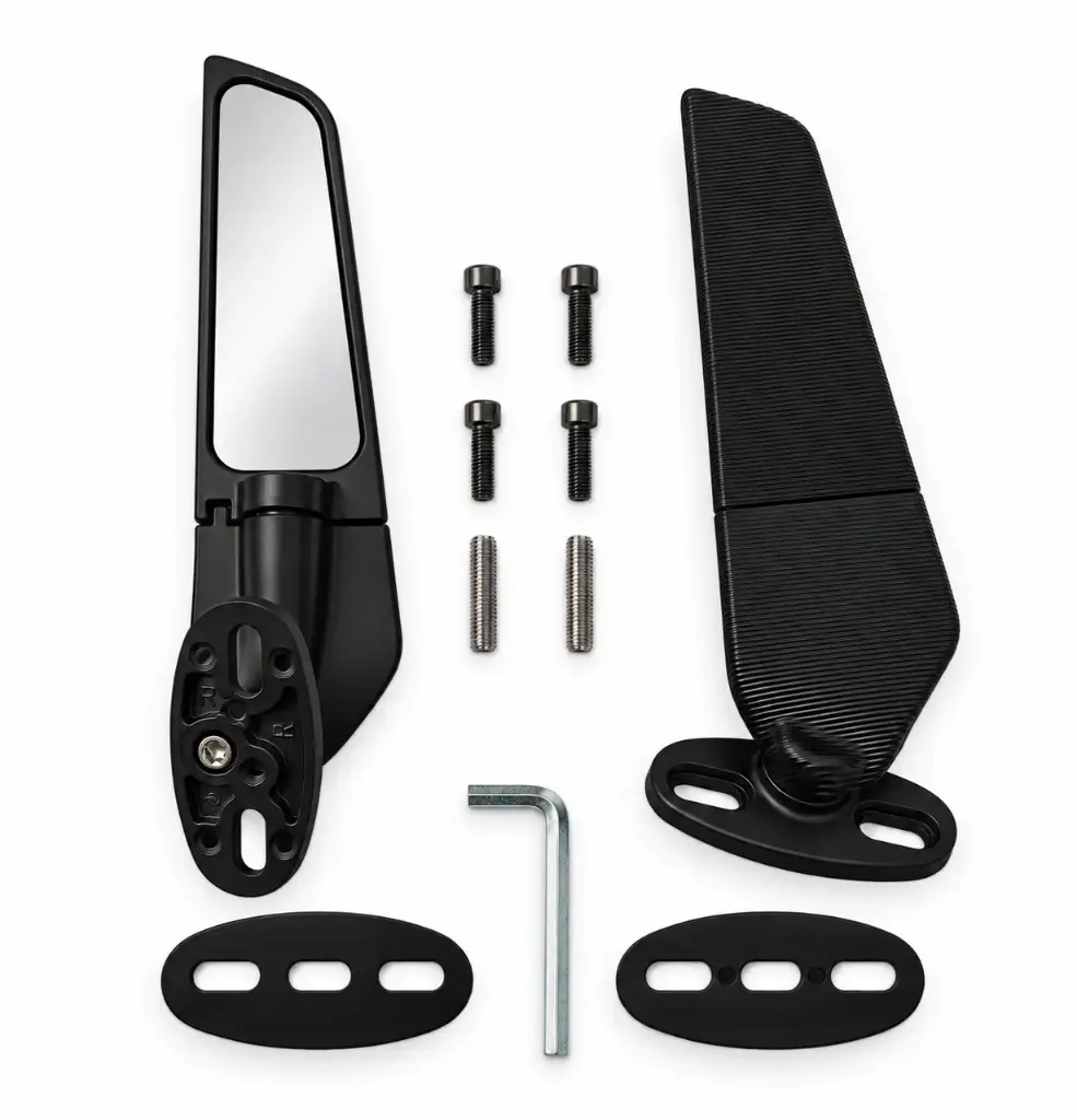 ESPEJO RETROVISOR - ALERON - UNIVERSAL - ( NEGRO MATE - CON BASE AJUSTABLE )
