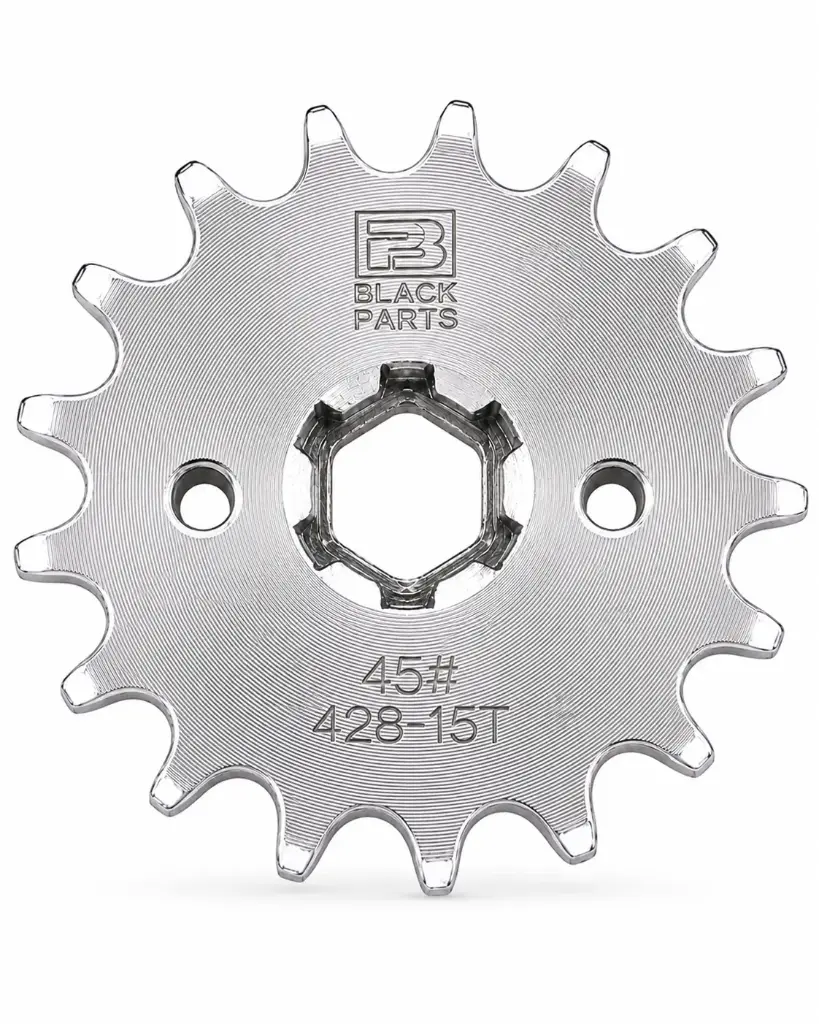 PIÑON - AX100 -  428H - 15T - 6,20mm  - MOTRIZ ACERO 1045 - R. ZINC