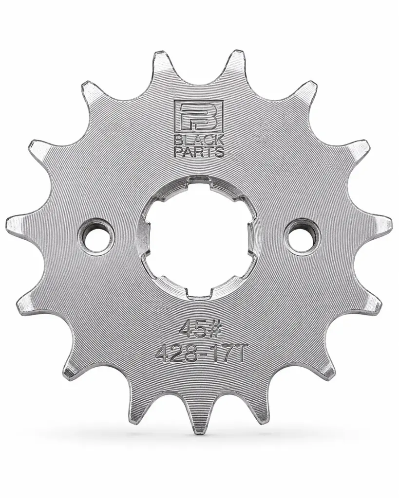 PIÑON - CG125 -  428H - 17T - 2 HUECOS - 6,20mm - MOTRIZ ACERO 1045 - R. ZINC
