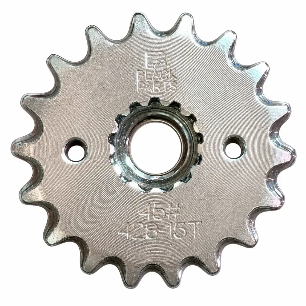 PIÑON - QM200GY - 428 15T - 4,00mm - MOTRIZ ACERO 1045 - R. ZINC	
