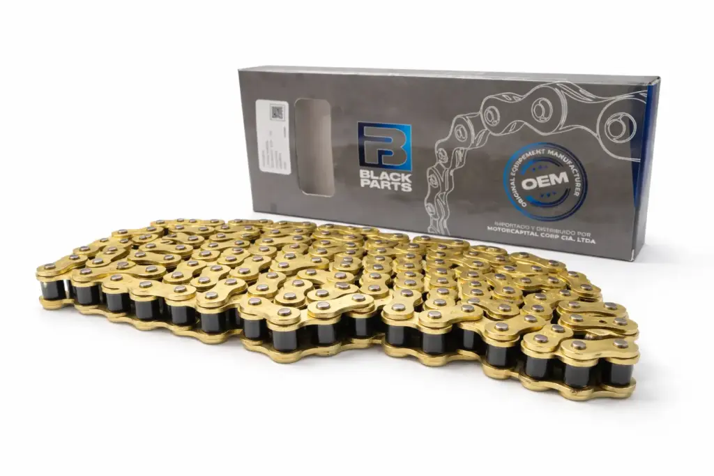 CADENA DORADA – REFORZADA – O-RING 520HO – 116 ESLABONES
