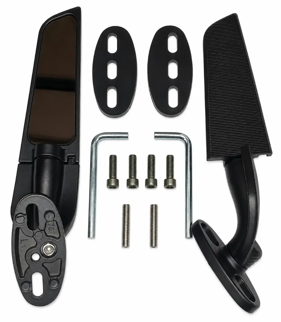 ESPEJO RETROVISOR ALUMINIO TIPO ALERON UNIVERSAL NEGRO