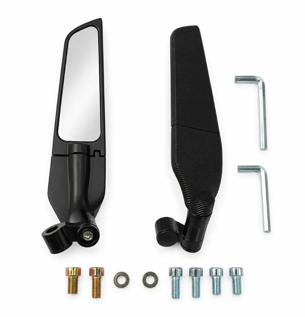 ESPEJO RETROVISOR - ALERON ALUMINIO - ( NEGRO - UNIVERSAL )