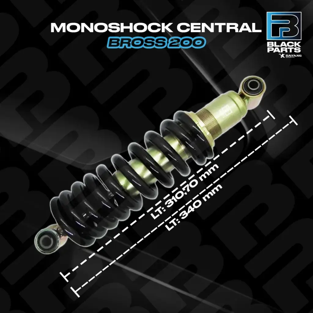 AMORTIGUADOR CENTRAL MONOSHOCK CENTRALBROSS 200 (DORADO CON RESORTE NEGRO LT: 340 mm)