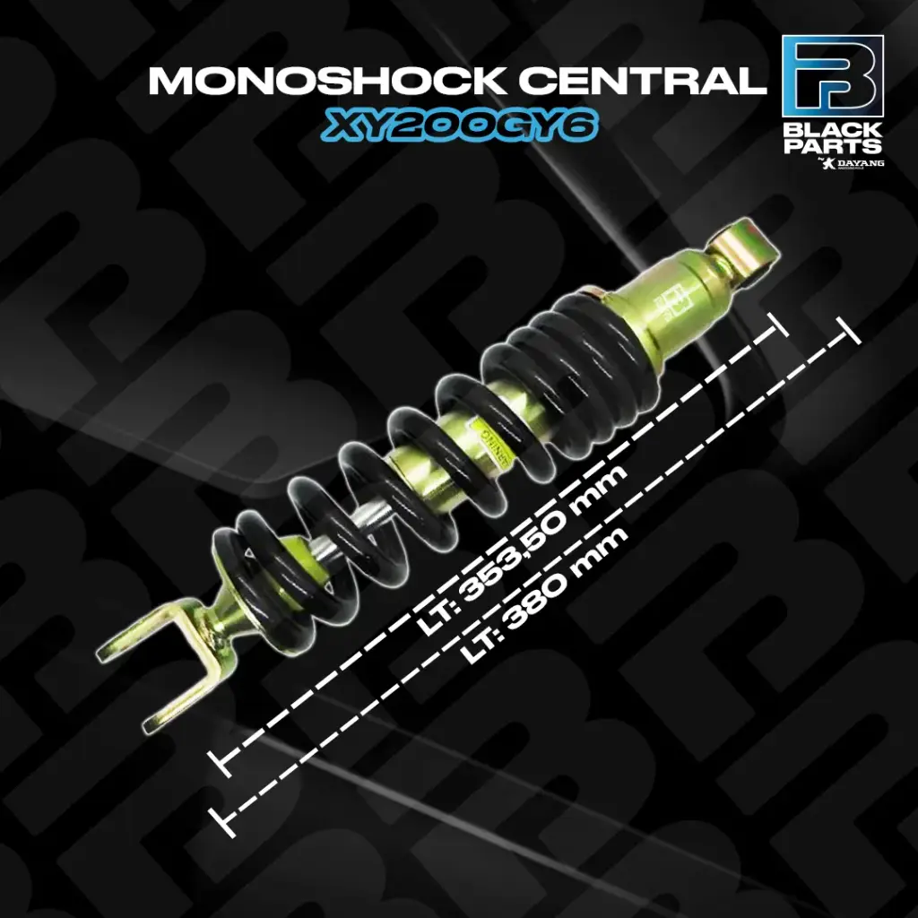 AMORTIGUADOR CENTRAL MONOSHOCK CENTRAL XY200GY6  2011 (DORADO CON RESORTE NEGRO  LT: 380 mm)
