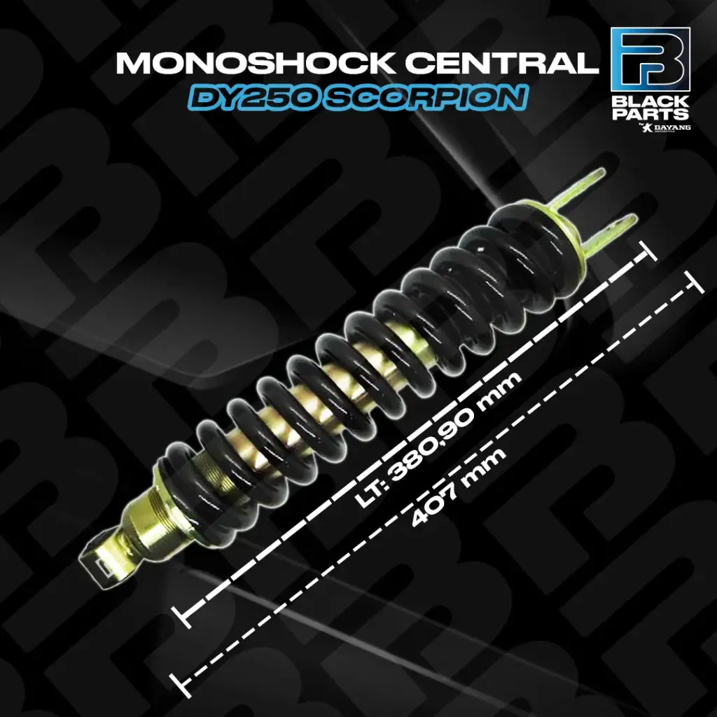 AMORTIGUADOR CENTRAL MONOSHOCK CENTRAL DY250  SCORPION 2020 (DORADO CON RESORTE NEGRO LT: 407 mm)