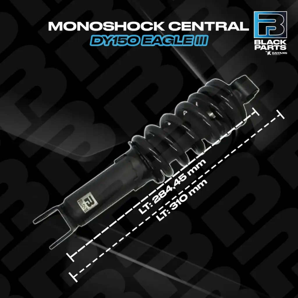 AMORTIGUADOR CENTRAL MONOSHOCK CENTRALDY150 EAGLE III 2022 (NEGRO MATE CON RESORTE NEGRO LT: 310 mm)