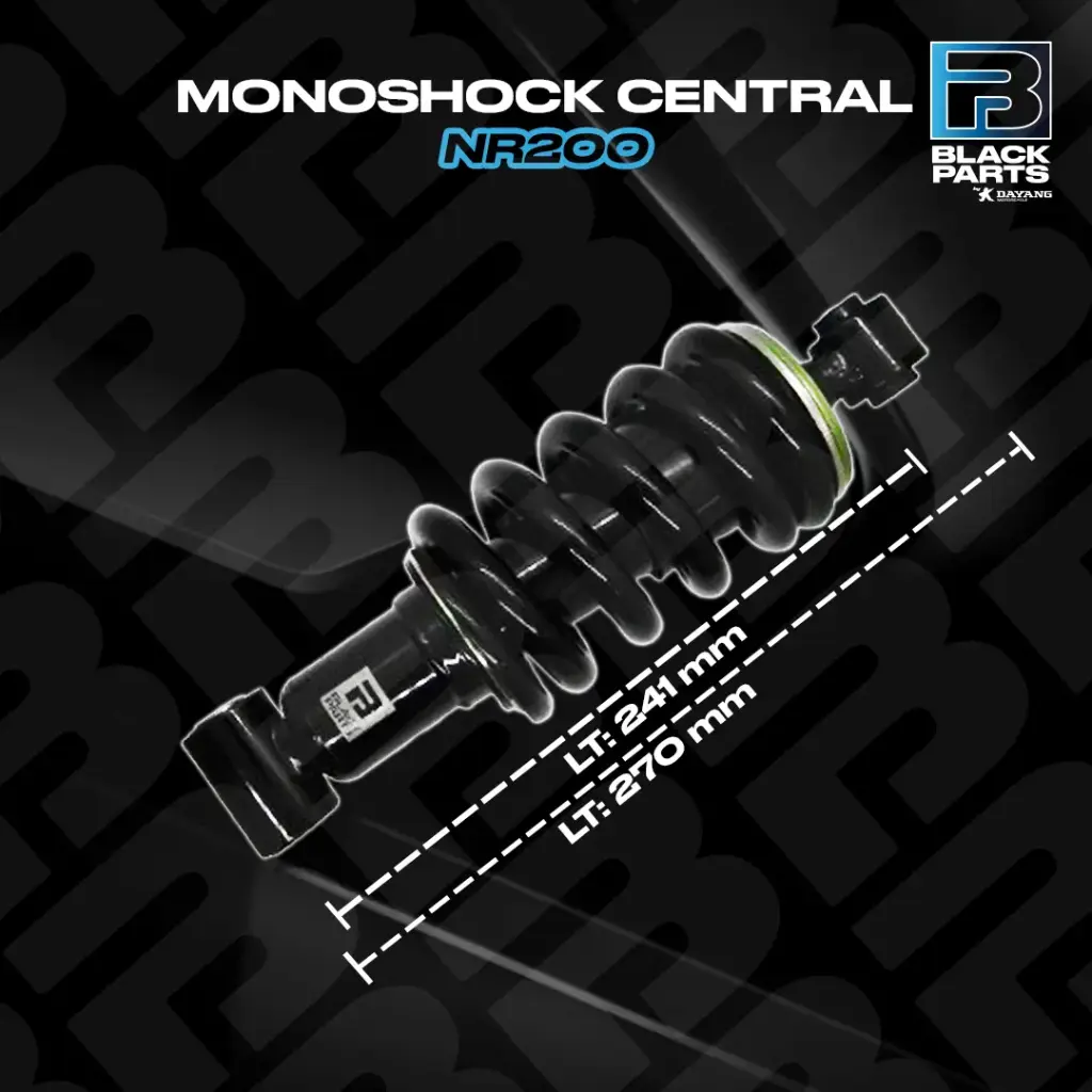AMORTIGUADOR CENTRAL MONOSHOCK CENTRALGP200 (NEGRO CON RESORTE NEGRO LT: 270 mm)