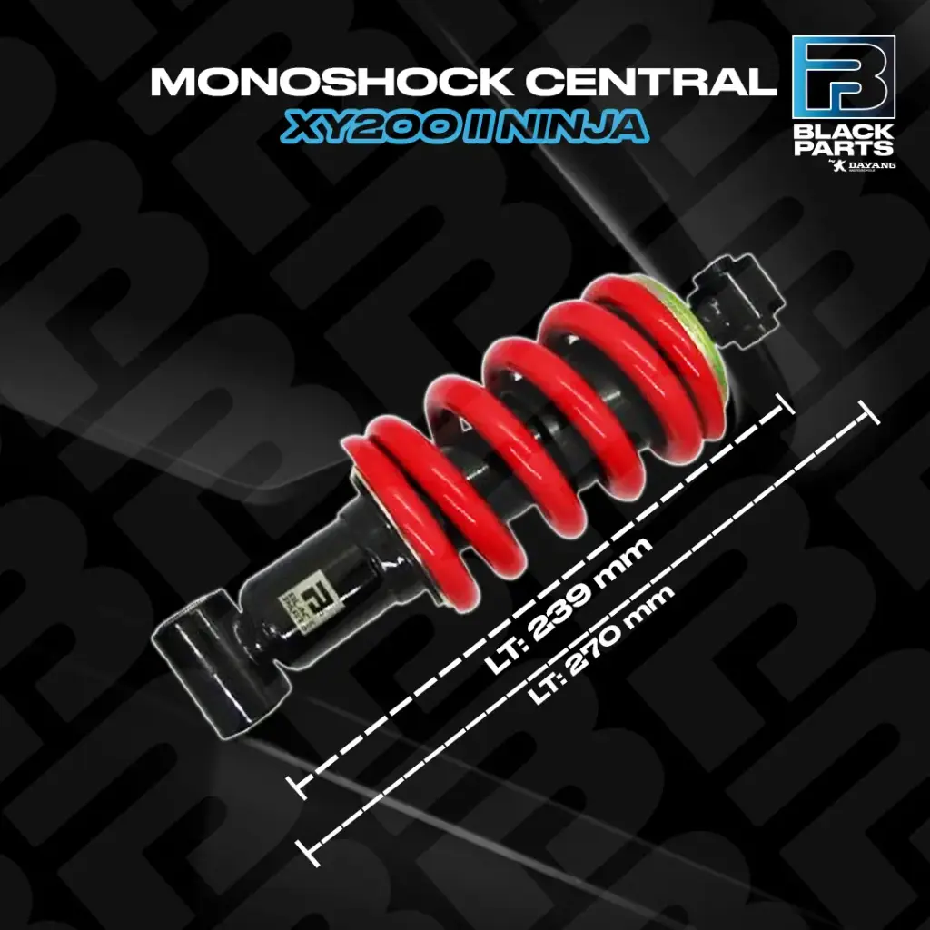 AMORTIGUADOR CENTRAL MONOSHOCK CENTRALXY200 II NINJA (NEGRO CON RESORTE ROJO LT: 270 mm)