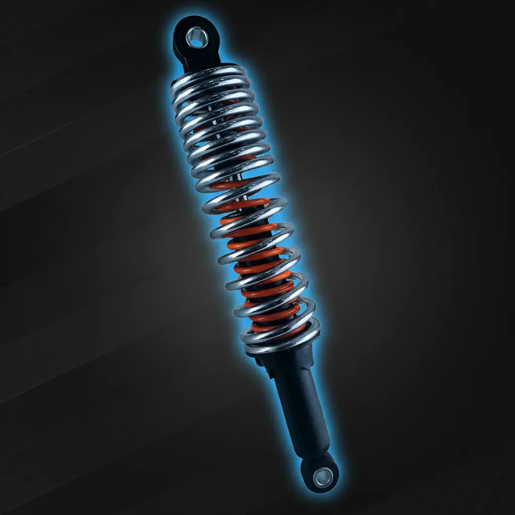 AMORTIGUADOR POSTERIOR BOXER 150 (NEGRO CON RESORTE CROMADO Y NARANJA LT: 370 mm)